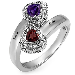 Diamond and Birthstone Couple's Ring