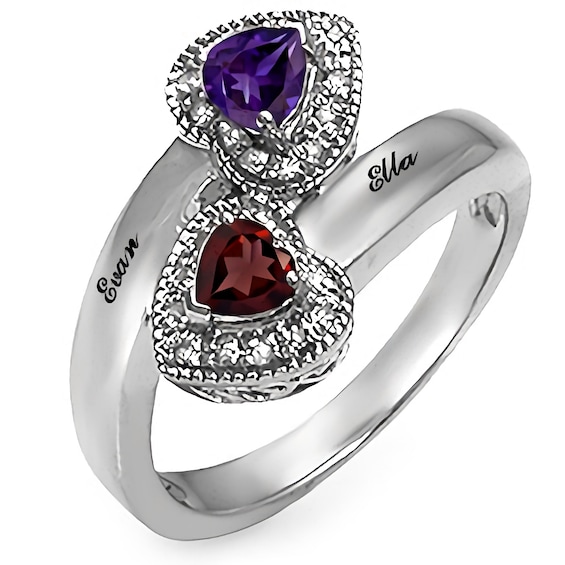 Diamond and Birthstone Couple's Ring