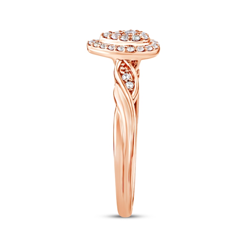 Multi-Diamond Pear-Shaped Halo Engagement Ring 1/4 ct tw 10K Rose Gold