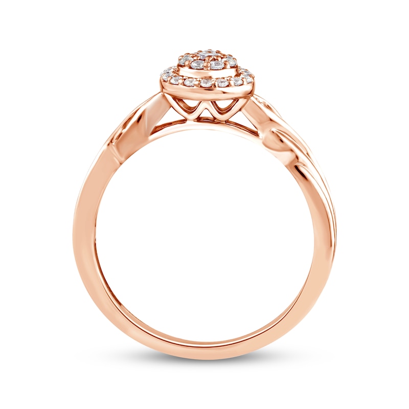 Multi-Diamond Pear-Shaped Halo Engagement Ring 1/4 ct tw 10K Rose Gold