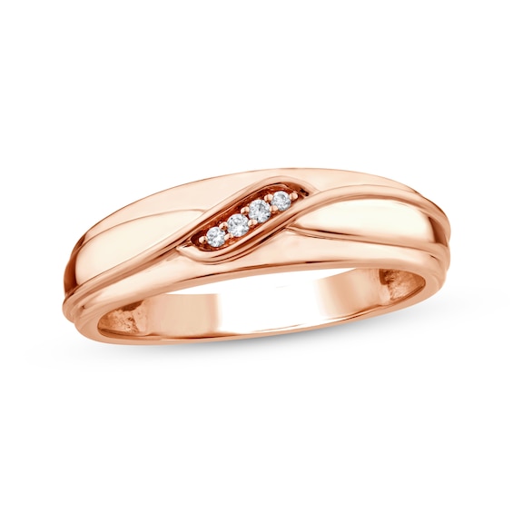 Now + Forever Men's Diamond Accent Wedding Band 10K Rose Gold