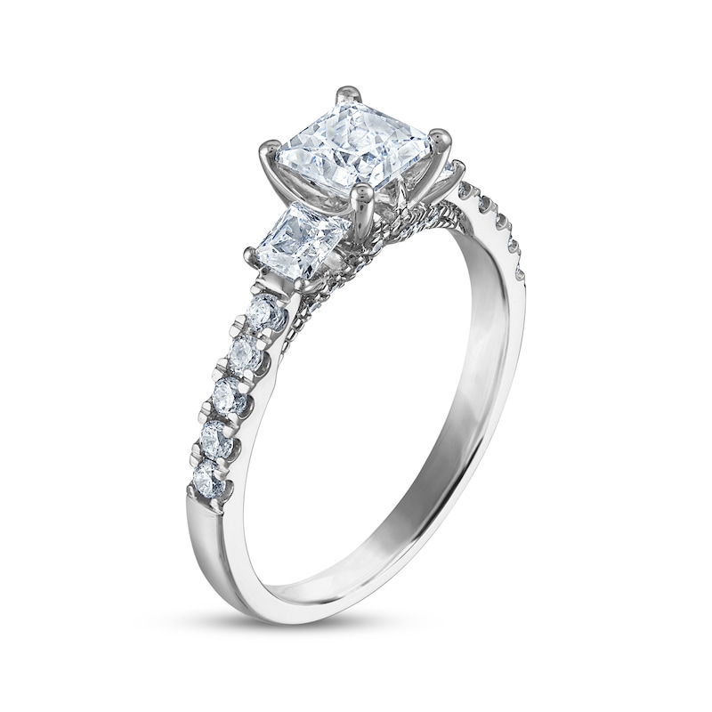 Princess-Cut Diamond Three-Stone Engagement Ring 1-1/2 ct tw 14K White Gold