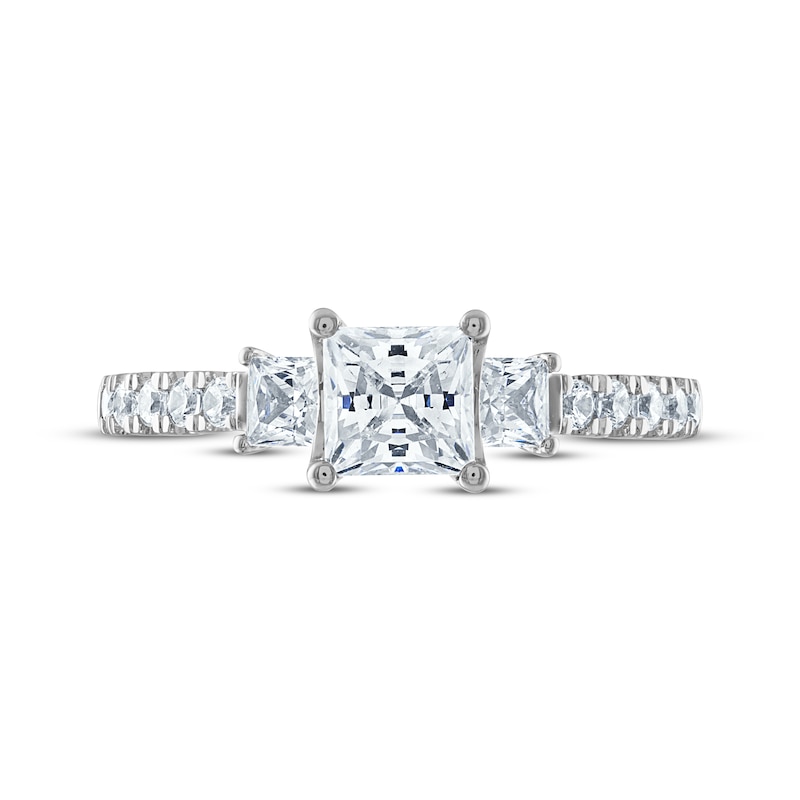 Princess-Cut Diamond Three-Stone Engagement Ring 1-1/2 ct tw 14K White Gold