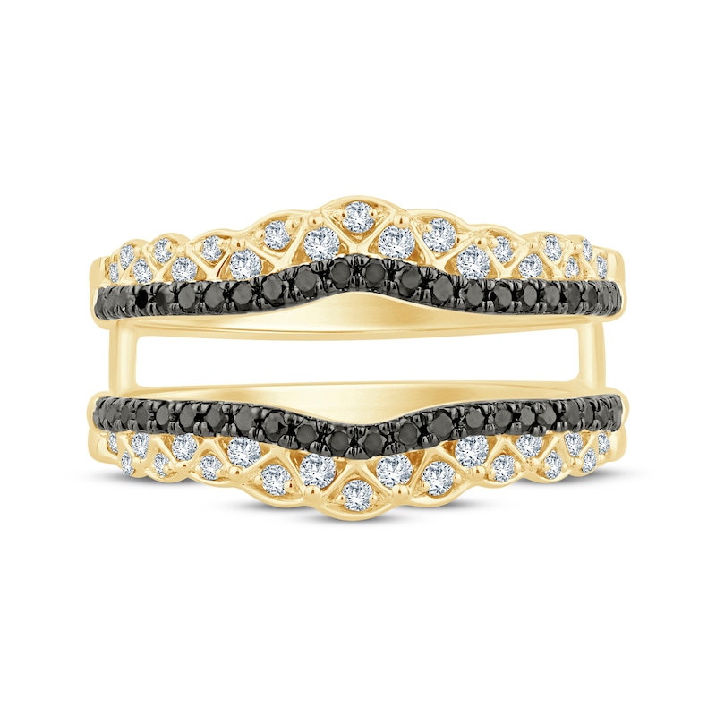 Main Image 3 of Black & White Diamond Patterned Enhancer Ring 5/8 ct tw 14K Yellow Gold