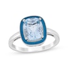 Thumbnail Image 1 of Cushion-Cut Sky Blue Topaz & Enamel Ring Sterling Silver