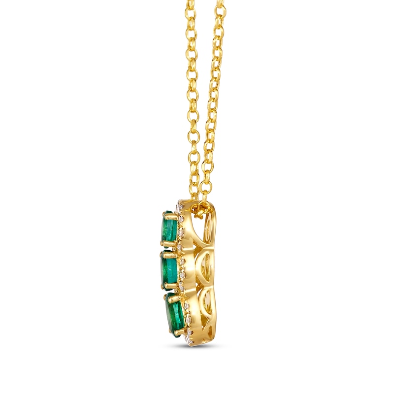 Main Image 2 of Le Vian Emerald Three-Stone Necklace 1/6 ct tw Diamonds 14K Honey Gold 19&quot;