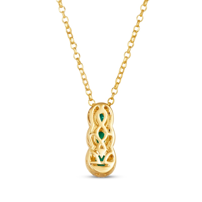 Main Image 3 of Le Vian Emerald Three-Stone Necklace 1/6 ct tw Diamonds 14K Honey Gold 19&quot;