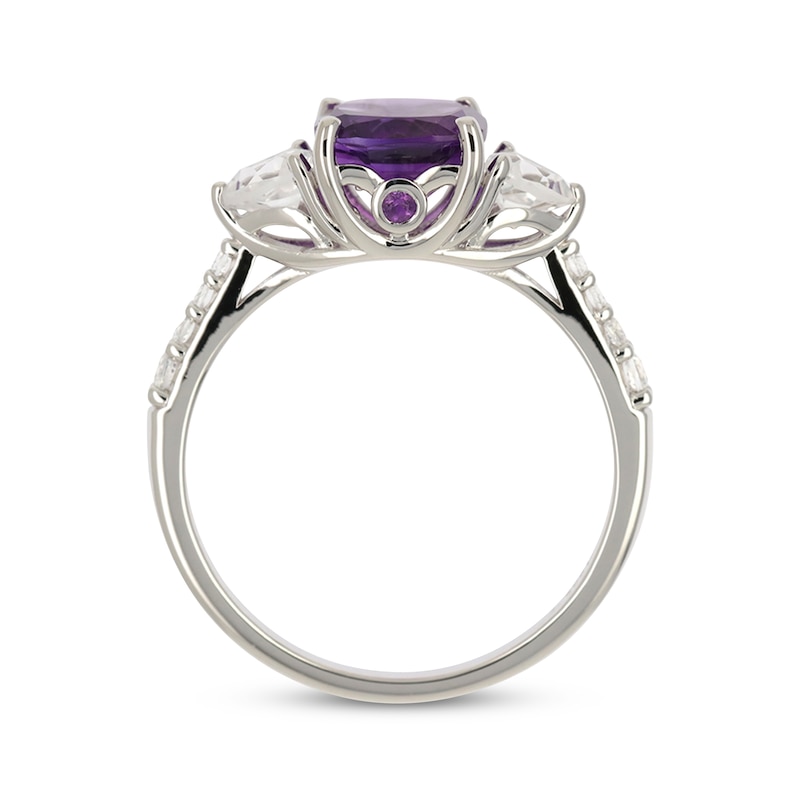 Cushion-Cut Amethyst & White Lab-Created Sapphire Ring Sterling Silver ...