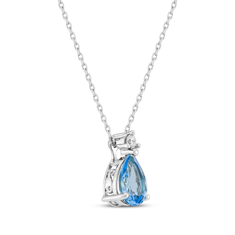 Pear-Shaped Swiss Blue Topaz Necklace 1/20 ct tw 10K White Gold 18"