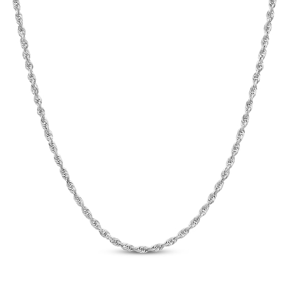 Solid Glitter Rope Chain Necklace 3mm 14K White Gold 20"