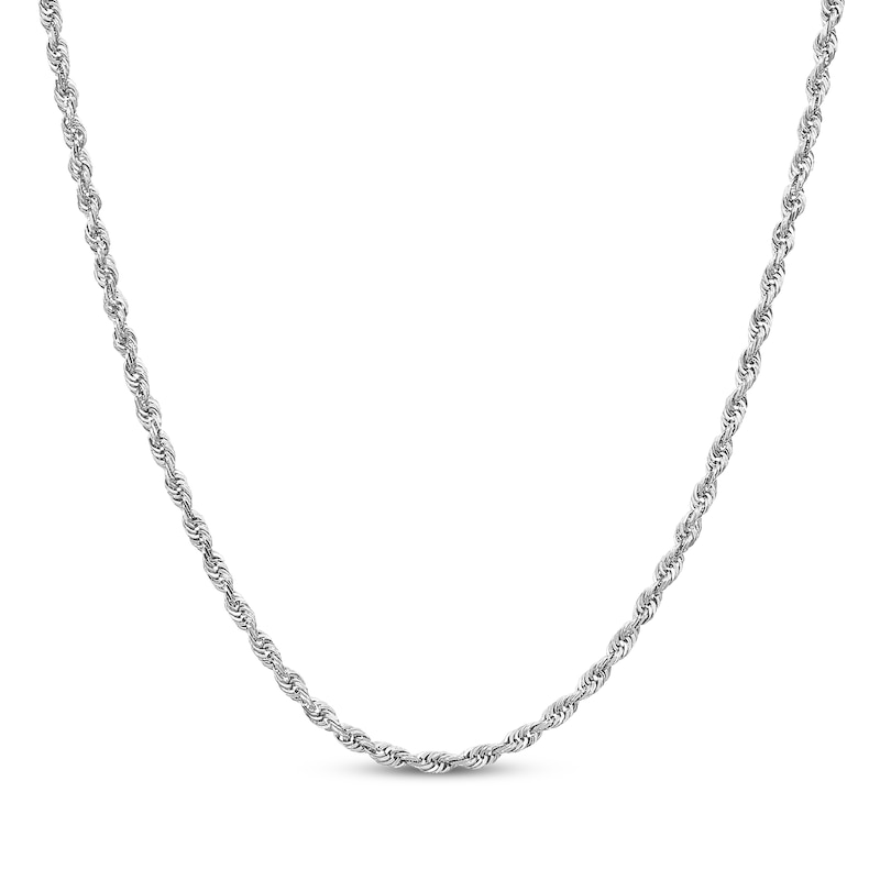 Main Image 1 of Solid Glitter Rope Chain Necklace 3mm 14K White Gold 20&quot;