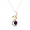 Thumbnail Image 0 of Oval-Cut Rhodolite Garnet & Diamond Ribbon Necklace 1/20 ct tw 10K Yellow Gold 18"