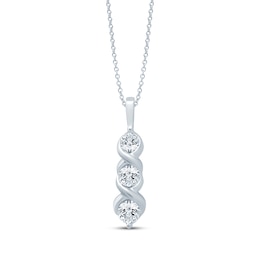 Three-Stone Diamond Necklace 3/4 ct tw 10K White Gold 18&quot;