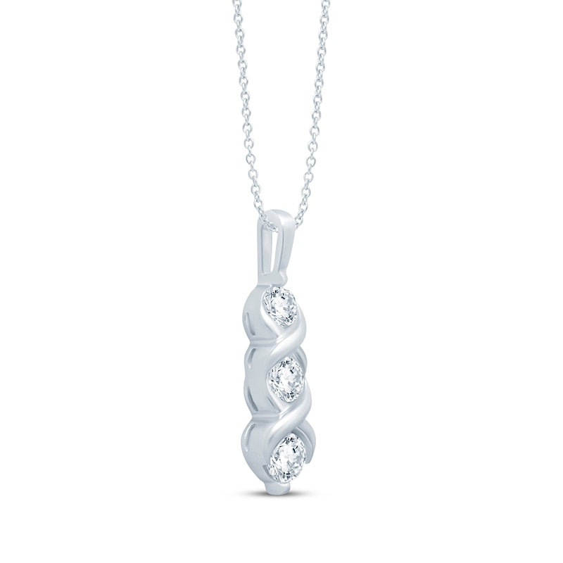 Main Image 2 of Three-Stone Diamond Necklace 3/4 ct tw 10K White Gold 18&quot;