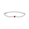 Thumbnail Image 1 of Square-Cut Lab-Created Ruby & White Sapphire Adjustable Line Bracelet Sterling Silver 9&quot;