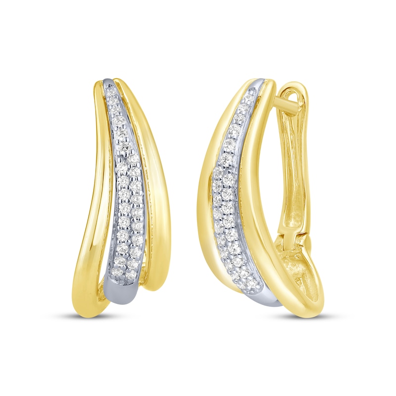 Main Image 1 of Diamond Split Hoop Earrings 1/4 ct tw 10K Two-Tone Gold