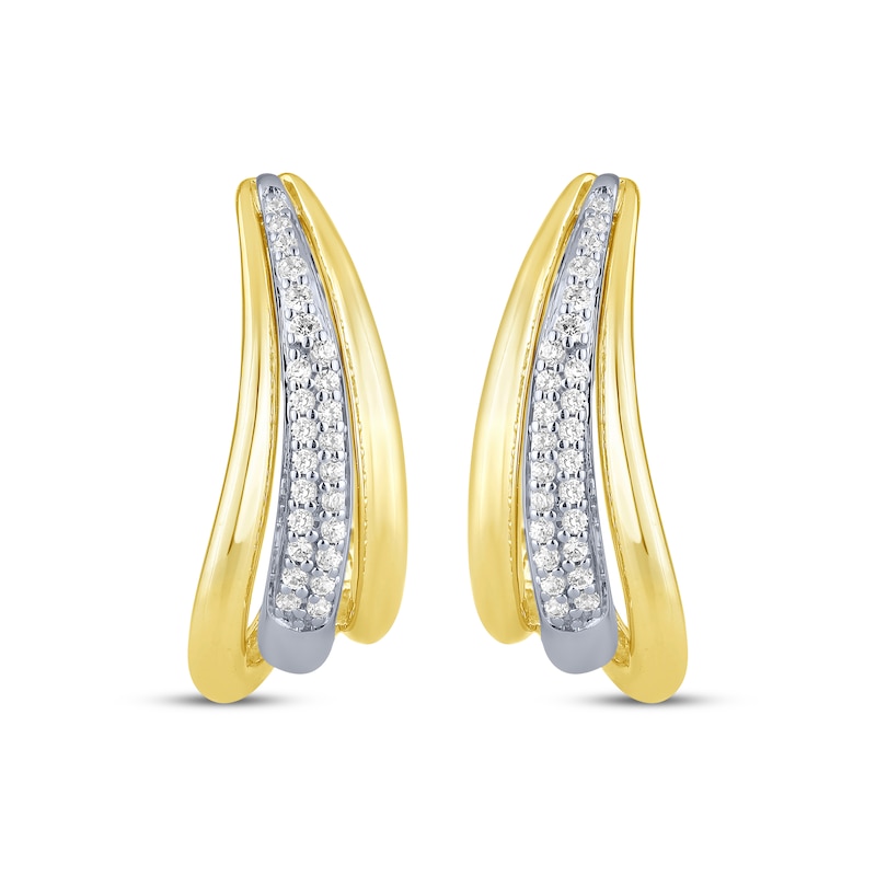 Main Image 2 of Diamond Split Hoop Earrings 1/4 ct tw 10K Two-Tone Gold