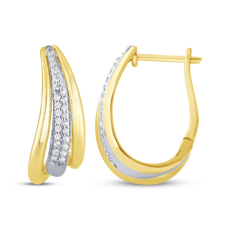 Main Image 3 of Diamond Split Hoop Earrings 1/4 ct tw 10K Two-Tone Gold