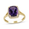 Thumbnail Image 0 of Cushion-Cut Amethyst & Diamond Ring 1/8 ct tw 10K Yellow Gold