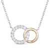 Thumbnail Image 1 of Diamond Interlocking Circles Necklace 1/6 ct tw Sterling Silver & 10K Yellow Gold 18&quot;