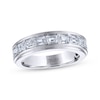 Thumbnail Image 0 of Men's THE LEO Legacy Lab-Created Diamond Emerald-Cut Wedding Band 2 ct tw 14K White Gold
