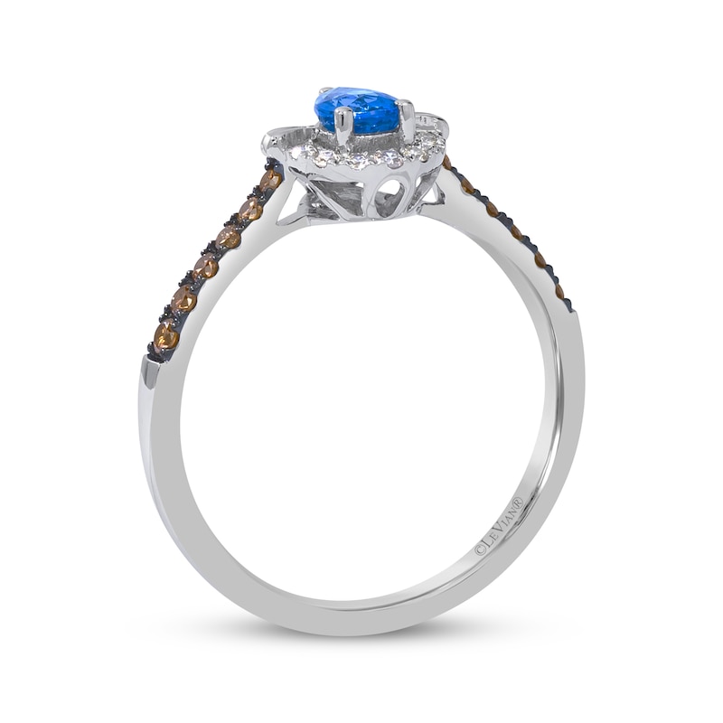 Main Image 3 of Le Vian Pear-Shaped Blue Sapphire Ring 1/4 ct tw Diamonds 14K Vanilla Gold