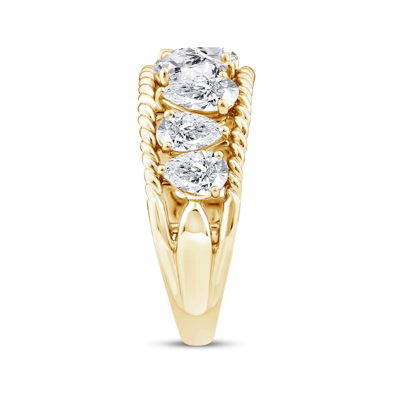 Threads of Love Pear-Shaped  Lab-Grown diamond Anniversary Ring 2 ct tw 14K Yellow Gold