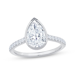 Lab-Created Diamonds by KAY Pear-Shaped Bezel-Set Engagement Ring 2-1/5 ct tw 14K White Gold