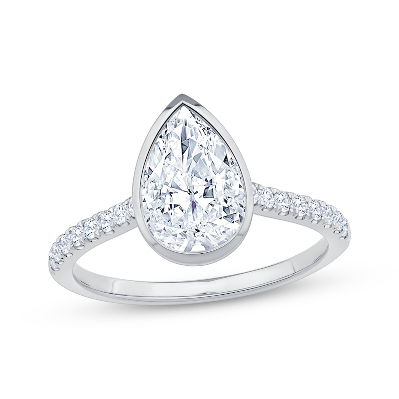 Lab-Grown Diamonds by KAY Pear-Shaped Bezel-Set Engagement Ring 2-1/5 ct tw 14K White Gold