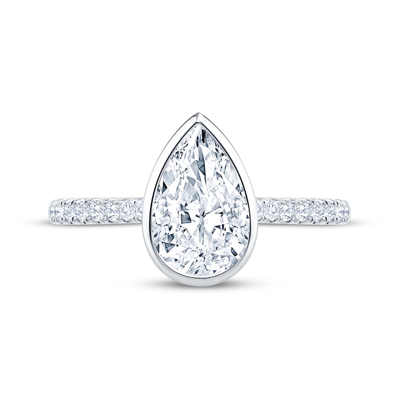 Lab-Grown Diamonds by KAY Pear-Shaped Bezel-Set Engagement Ring 2-1/5 ct tw 14K White Gold