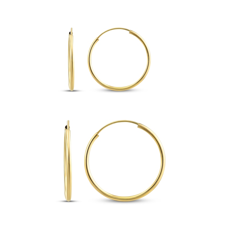 Endless Hoop Earrings Set 14K Yellow Gold