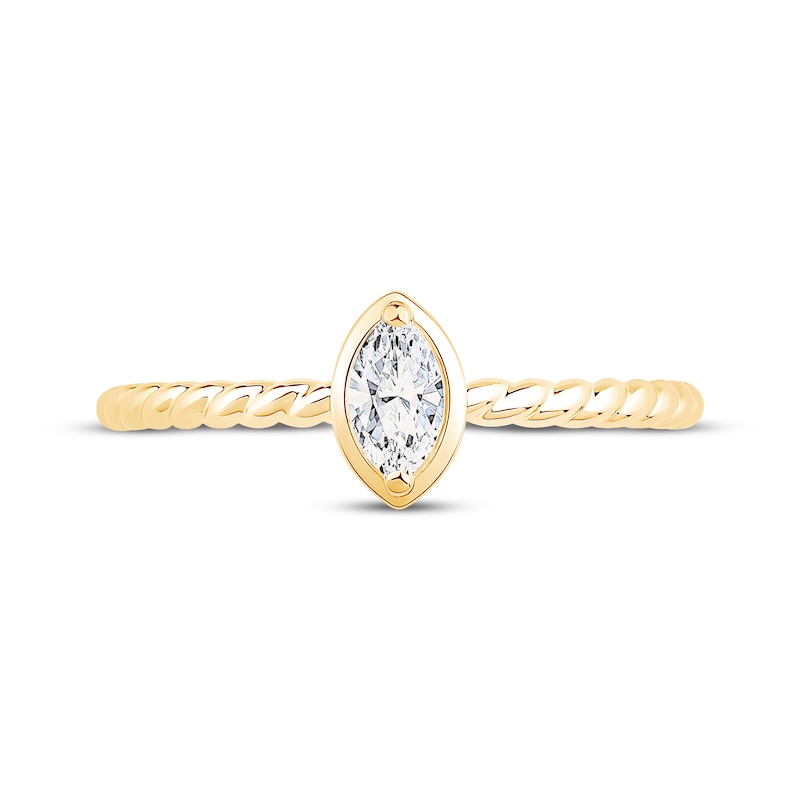 Marquise-Cut Diamond Solitaire Rope Shank Engagement Ring 1/5 ct tw 14K Yellow Gold (I/I1)