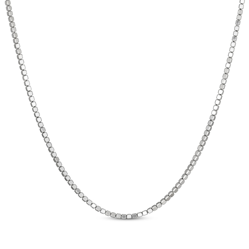 Main Image 1 of Diamond-Cut Solid Cube Bead Chain Necklace 2.5mm Sterling Silver 18&quot;