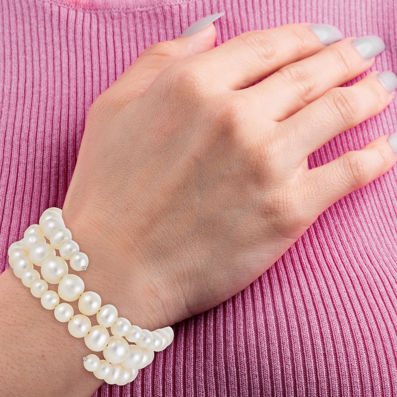 Main Image 2 of Cultured Pearl Wrap Bracelet Sterling Silver 7&quot;