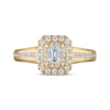 Thumbnail Image 1 of Emerald-Cut Diamond Double Halo Engagement Ring 5/8 ct tw 14K Yellow Gold