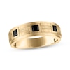 Thumbnail Image 1 of Men's Square-Cut Black Diamond Three-Stone Wedding Band 3/4 ct tw 10K Yellow Gold