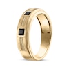 Thumbnail Image 2 of Men's Square-Cut Black Diamond Three-Stone Wedding Band 3/4 ct tw 10K Yellow Gold