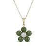 Thumbnail Image 1 of Nephrite Jade & Multi-Diamond Flower Necklace 1/10 ct tw 14K Yellow Gold 18&quot;