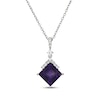 Thumbnail Image 1 of Square-Cut Amethyst & White Lab-Created Sapphire Necklace Sterling Silver 18&quot;