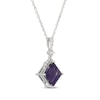 Thumbnail Image 2 of Square-Cut Amethyst & White Lab-Created Sapphire Necklace Sterling Silver 18&quot;