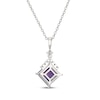 Thumbnail Image 3 of Square-Cut Amethyst & White Lab-Created Sapphire Necklace Sterling Silver 18&quot;