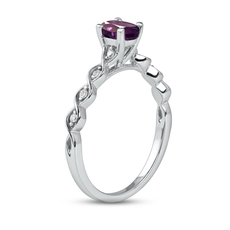 Main Image 2 of Amethyst & Diamond Ring 1/15 ct tw 10K White Gold