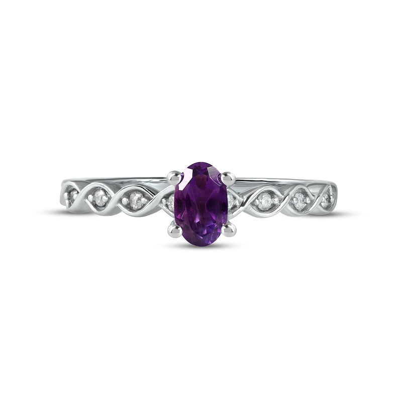 Main Image 3 of Amethyst & Diamond Ring 1/15 ct tw 10K White Gold