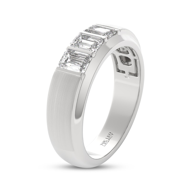 Main Image 2 of Men's THE LEO Legacy Lab-Grown Diamond Emerald-Cut Wedding Band 1 ct tw 14K White Gold