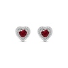 Thumbnail Image 2 of Lab-Created Ruby & Diamond Heart Earrings 1/10 ct tw 10K White Gold