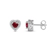 Thumbnail Image 3 of Lab-Created Ruby & Diamond Heart Earrings 1/10 ct tw 10K White Gold