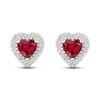 Thumbnail Image 4 of Lab-Created Ruby & Diamond Heart Earrings 1/10 ct tw 10K White Gold