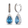 Thumbnail Image 1 of Le Vian Pear-Shaped Blue Topaz Dangle Hoop Earrings 1/2 ct tw Diamonds 14K Vanilla Gold