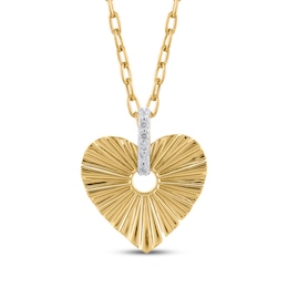 STUDIO BY KAY Diamond Textured Heart Necklace 1/10 ct tw 24K Yellow Gold Vermeil Sterling Silver 20&quot;