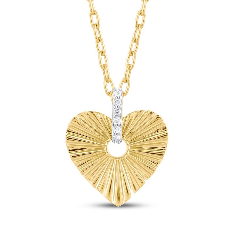 Main Image 1 of STUDIO BY KAY Diamond Textured Heart Necklace 1/10 ct tw 24K Yellow Gold Vermeil Sterling Silver 20&quot;